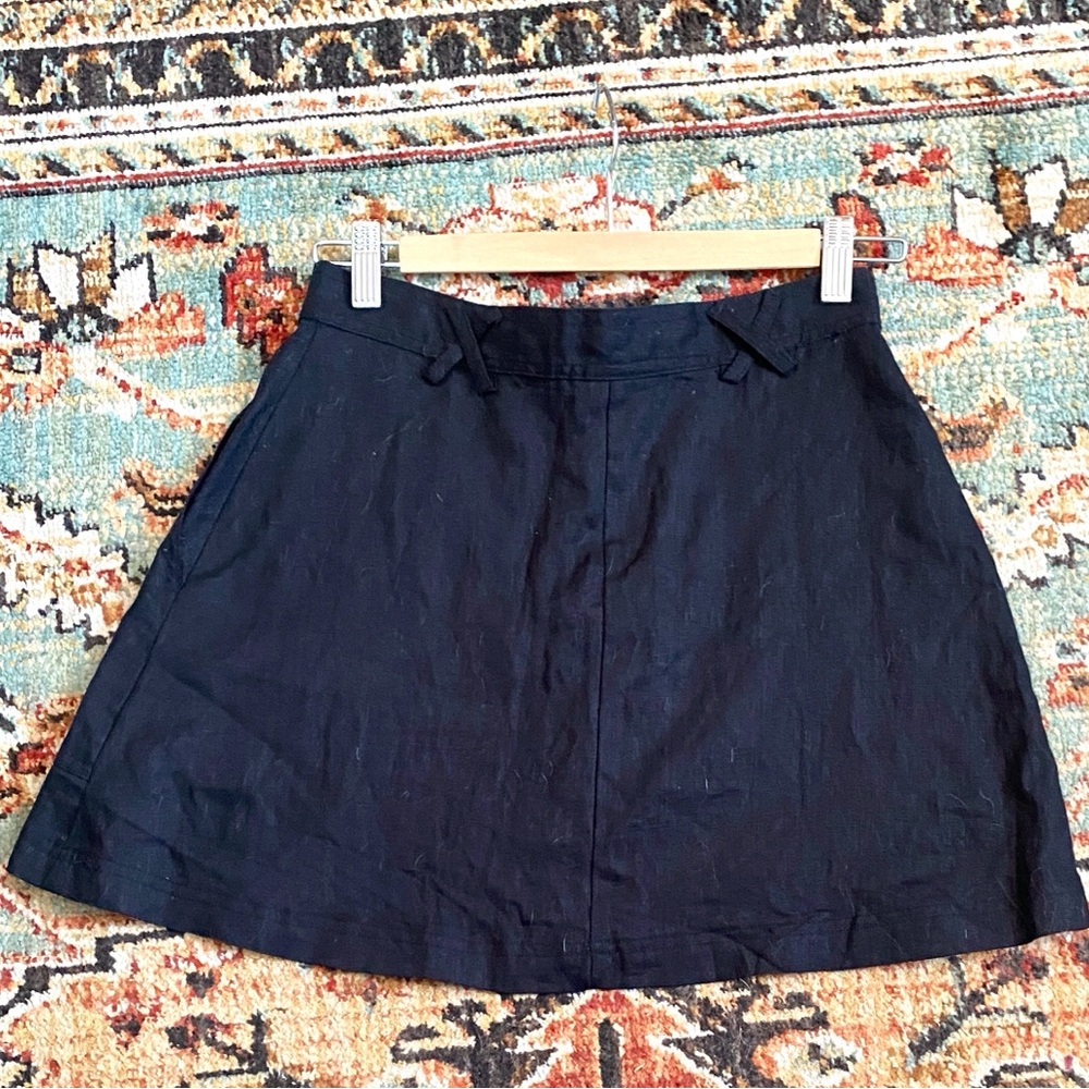 Reformation Black Linen Mini Skirt